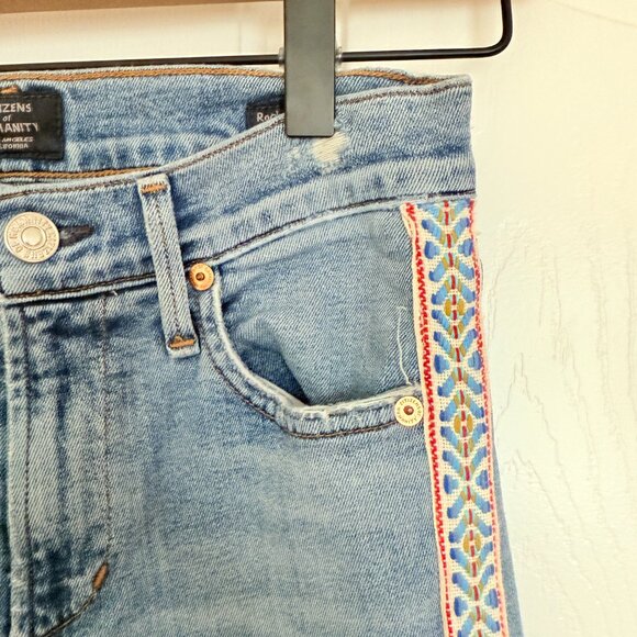 Citizens Of Humanity Rocket Crop High Rise Skinny with Embroidery Stripe Size 24 - Picture 5 of 14